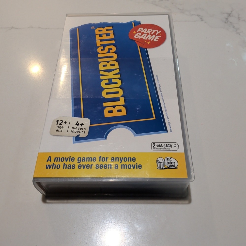 Blockbuster Party Game Movie Trivia Charades Buzzer VHS Case Big Potato Complete